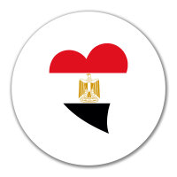 Aufkleber Ägypten Flagge Herz 10cm rund