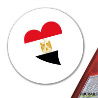 Aufkleber Ägypten Flagge Herz 10cm rund