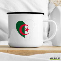 Emaille Tasse Algerien Flagge Herz 300ml Vintage Emaille Becher