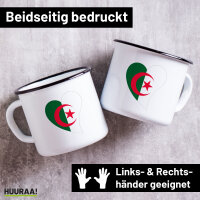 Emaille Tasse Algerien Flagge Herz 300ml Vintage