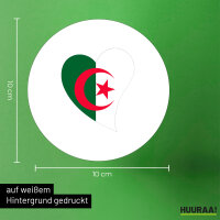 Aufkleber Algerien Flagge Herz 10cm rund