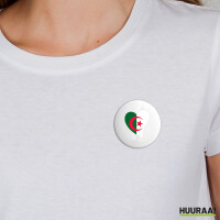 Button Algerien Flagge Herz rund