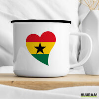 Emaille Tasse Ghana Flagge Herz 300ml Vintage Emaille Becher