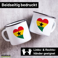 Emaille Tasse Ghana Flagge Herz 300ml Vintage