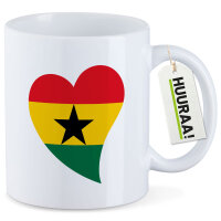 Kaffeetasse Ghana Flagge Herz 330ml