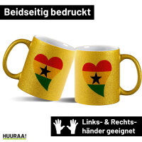 Glitzertasse Ghana Flagge Herz 330ml