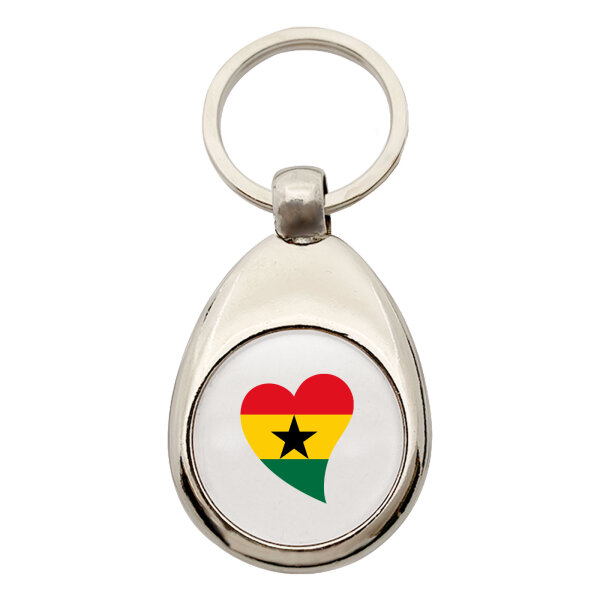 Schlüsselanhänger Ghana Flagge Herz Schlüsselring