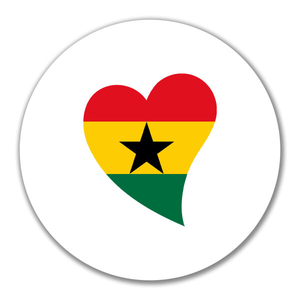 Aufkleber Ghana Flagge Herz 10cm rund