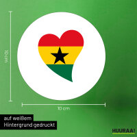 Aufkleber Ghana Flagge Herz 10cm rund