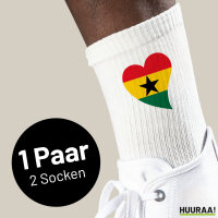 Socken Ghana Flagge Herz Größe 37/46 White Motiv Tennissocken