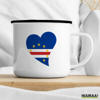 Emaille Tasse Kap Verde Flagge Herz 300ml Vintage Emaille Becher