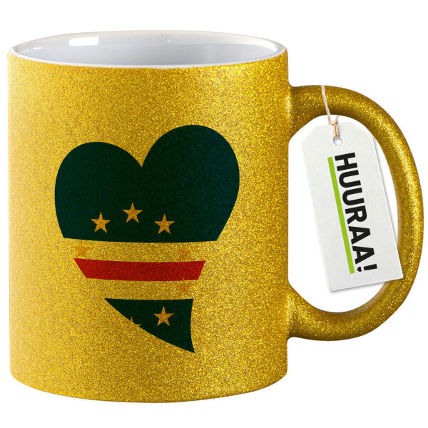 Glitzertasse Kap Verde Flagge Herz 330ml