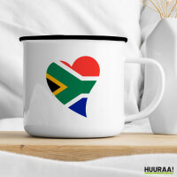 Emaille Tasse Südafrika Flagge Herz 300ml Vintage Emaille Becher