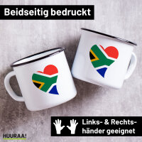 Emaille Tasse S&uuml;dafrika Flagge Herz 300ml Vintage