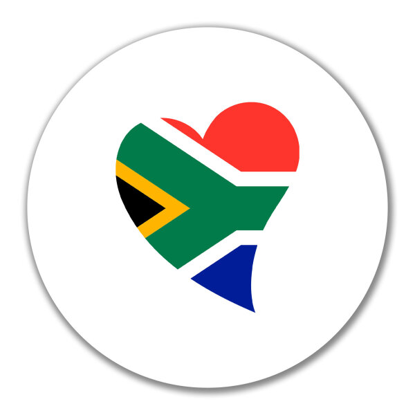 Aufkleber Südafrika Flagge Herz 10cm rund