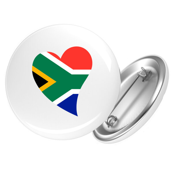 Button Südafrika Flagge Herz Anstecker