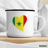 Emaille Tasse Senegal Flagge Herz 300ml Vintage Emaille Becher