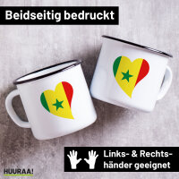 Emaille Tasse Senegal Flagge Herz 300ml Vintage