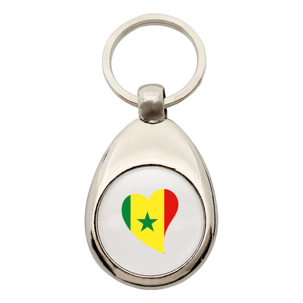 Schlüsselanhänger Senegal Flagge Herz Schlüsselring