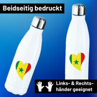 Trinkflasche Senegal Flagge Herz 500ml Edelstahl...