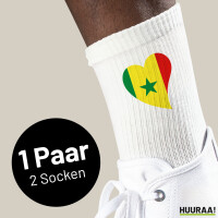Socken Senegal Flagge Herz Größe 37/46 White Motiv Tennissocken