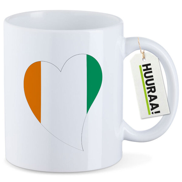 Kaffeetasse Elfenbeinküste Flagge Herz 330ml