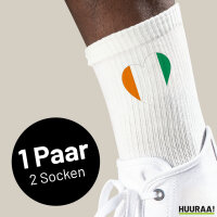 Socken Elfenbeinküste Flagge Herz Größe 37/46 White Motiv Tennissocken