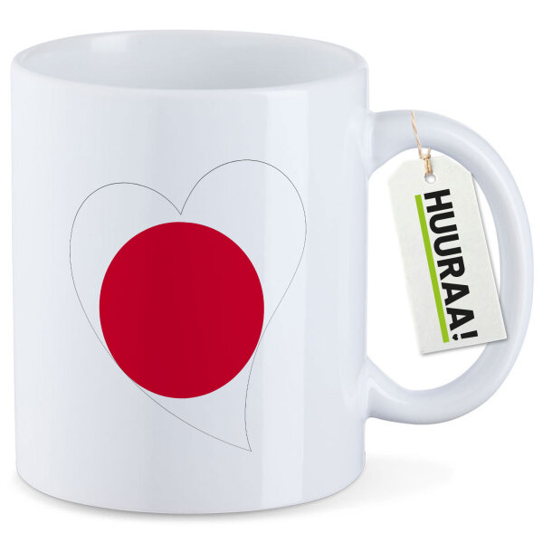 Kaffeetasse Japan Flagge Herz 330ml