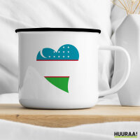 Emaille Tasse Usbekistan Flagge Herz 300ml Vintage Emaille Becher