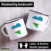 Emaille Tasse Usbekistan Flagge Herz 300ml Vintage