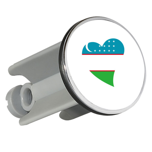 Waschbeckenstöpsel Usbekistan Flagge Herz 4cm Abflussstopfen