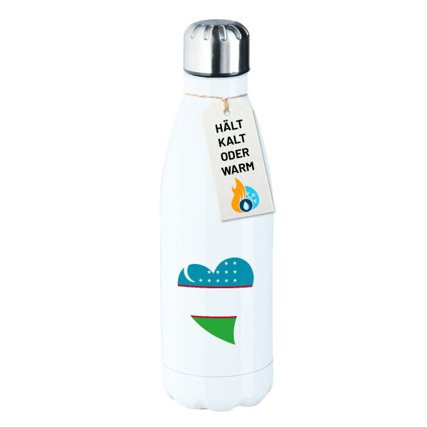 Trinkflasche Usbekistan Flagge Herz 500ml Edelstahl Wasserflasche