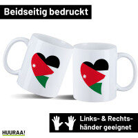 Kaffeetasse Jordanien Flagge Herz 330ml