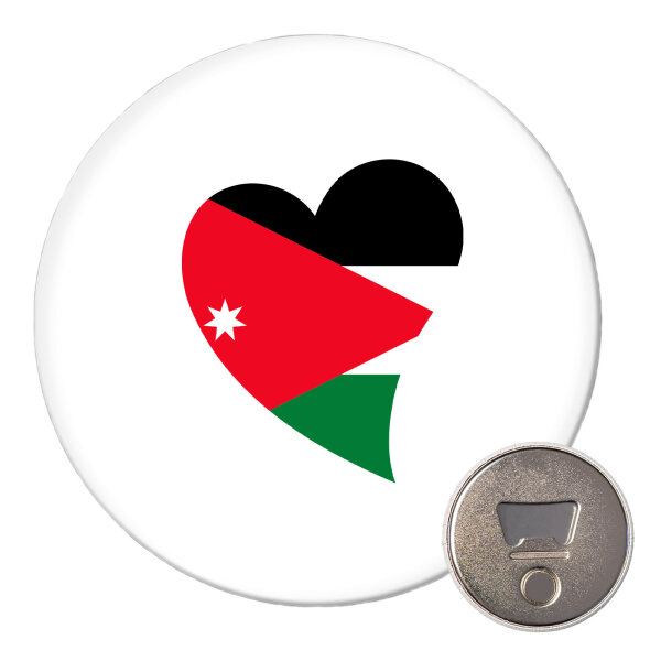 Magnet Jordanien Flagge Herz 59mm Kühlschrankmagnet