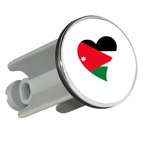 Waschbeckenstöpsel Jordanien Flagge Herz 4cm