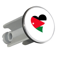 Waschbeckenstöpsel Jordanien Flagge Herz 4cm Abflussstopfen