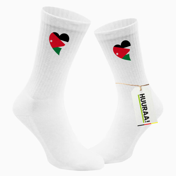 Socken Jordanien Flagge Herz Größe 37/46 White Motiv Tennissocken