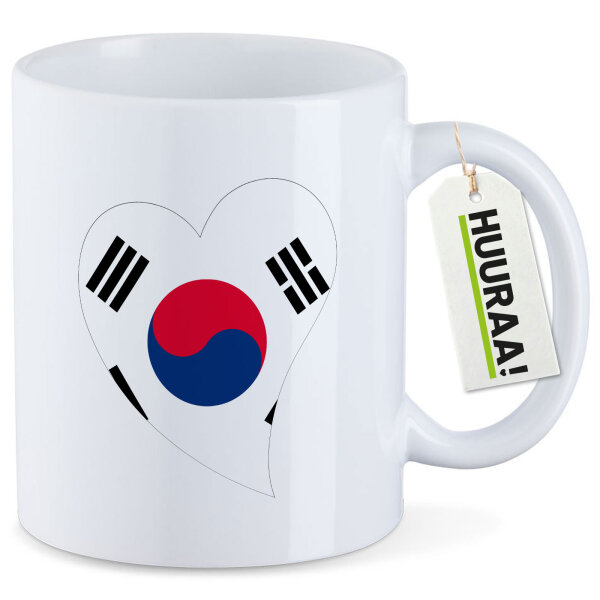 Kaffeetasse Südkorea Flagge Herz 330ml