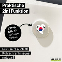 Magnet Südkorea Flagge Herz 59mm Kühlschrankmagnet