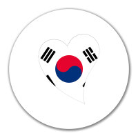 Aufkleber Südkorea Flagge Herz 10cm rund