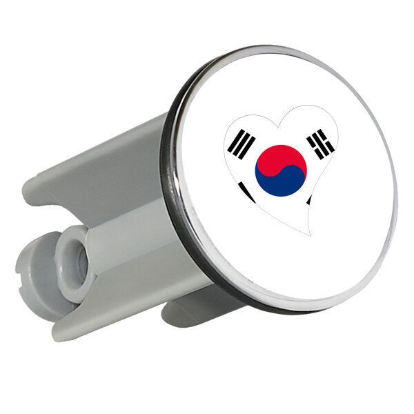 Waschbeckenstöpsel Südkorea Flagge Herz 4cm Abflussstopfen