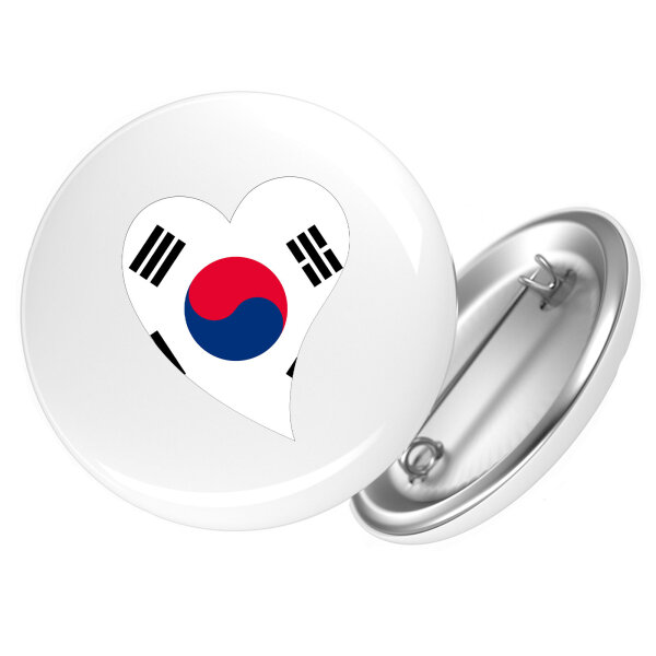 Button Südkorea Flagge Herz Anstecker