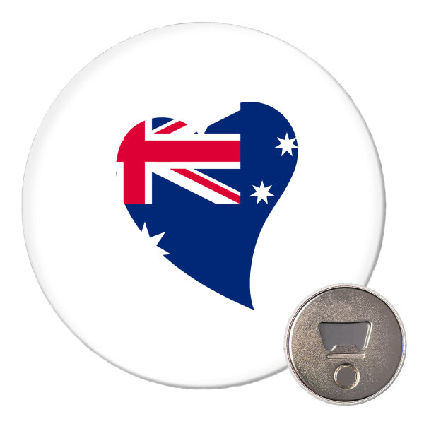Magnet Australien Flagge Herz 59mm Kühlschrankmagnet Flaschenöffner