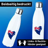 Trinkflasche Australien Flagge Herz 500ml Edelstahl...