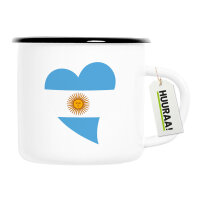Emaille Tasse Argentinien Flagge Herz 300ml Vintage