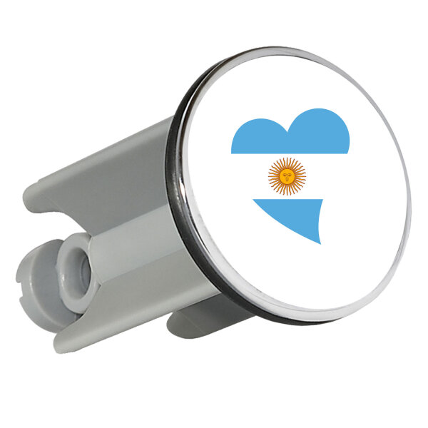 Waschbeckenstöpsel Argentinien Flagge Herz 4cm