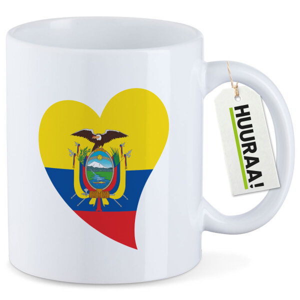 Kaffeetasse Ecuador Flagge Herz 330ml