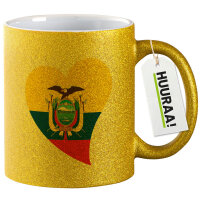 Glitzertasse Ecuador Flagge Herz 330ml