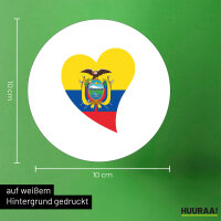 Aufkleber Ecuador Flagge Herz 10cm rund