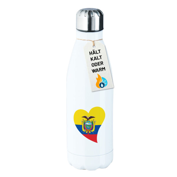 Trinkflasche Ecuador Flagge Herz 500ml Edelstahl Wasserflasche